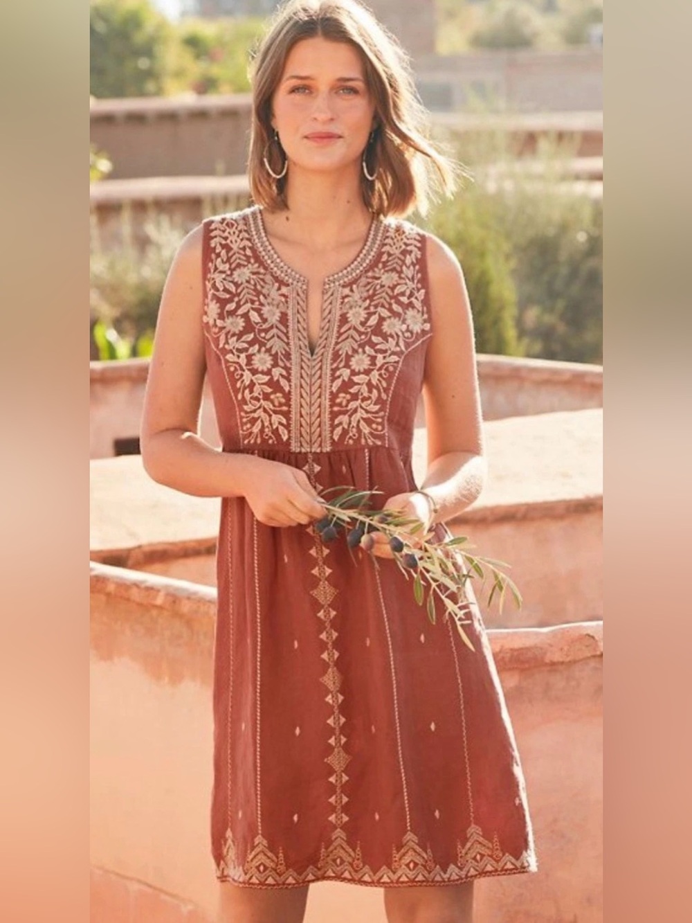 Johnny Was Kemi Embroidered Linen Tank Dress Size Small